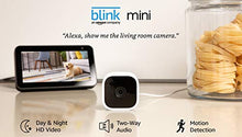 Load image into Gallery viewer, Blink Mini – Compact indoor plug-in smart security camera, 1080 HD video, night vision, motion detection, two-way audio, Works with Alexa – 1 camera