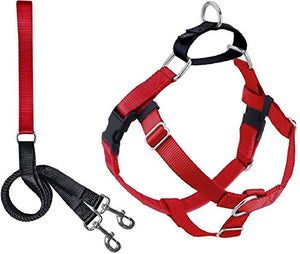 2 Hounds Design Freedom No Pull Dog Harness | Adjustable Gentle Comfortable Control for Easy Dog Walking |for Small Medium and Large Dogs | Made in USA | Leash Included | 1" MD Red