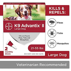 K9 Advantix II Flea and Tick Prevention for Large Dogs 2-Pack, 21-55 Pounds