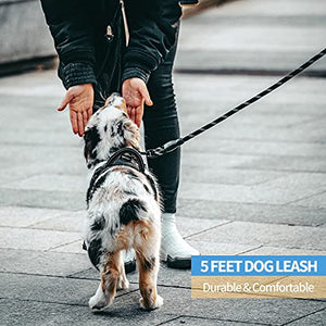 BAAPET 2/4/5/6 FT Strong Dog Leash with Comfortable Padded Handle and Highly Reflective Threads for Small Medium and Large Dogs (5FT-1/2'', Black)