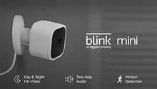 Load image into Gallery viewer, Blink Mini – Compact indoor plug-in smart security camera, 1080 HD video, night vision, motion detection, two-way audio, Works with Alexa – 1 camera