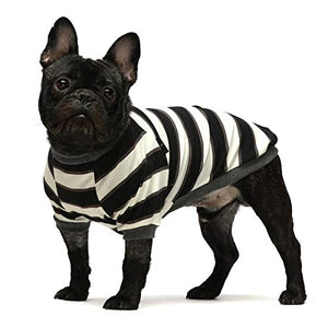 Fitwarm 2-Pack 100% Cotton Striped Dog Shirts for Dog Clothes Puppy T-Shirts Cat Tee Breathable Stretchy Black-White Yellow Blue Medium