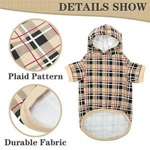 EXPAWLORER Plaid Dog Hoodie - British Style Plaid Pet Sweaters with Hat for Small Medium Large Dogs