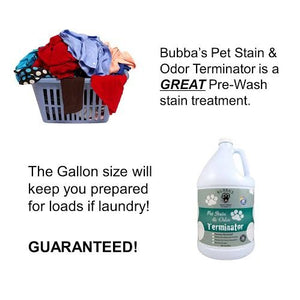 BUBBAS Super Strength Commercial Enzyme Cleaner - Pet Odor Eliminator | Enzymatic Stain Remover | Remove Dog Cat Urine Smell from Carpet, Rug or Hardwood Floor and Other Surfaces (Gallon)