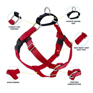 2 Hounds Design Freedom No Pull Dog Harness | Adjustable Gentle Comfortable Control for Easy Dog Walking |for Small Medium and Large Dogs | Made in USA | Leash Included | 1" MD Red